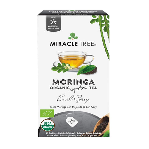 Miracle Tree - Organic Moringa Superfood Tea, 25 Individually Sealed Tea Bags, Earl Grey (Keto, Detox, Energy & Immunity Booster, Vegan, Gluten-Fr...