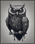Posterizer 1 pcs- black and white gothic style owl print-Gothic Art-Art for Animal Lovers- Living Room Bedroom Decor- unframed wall art...