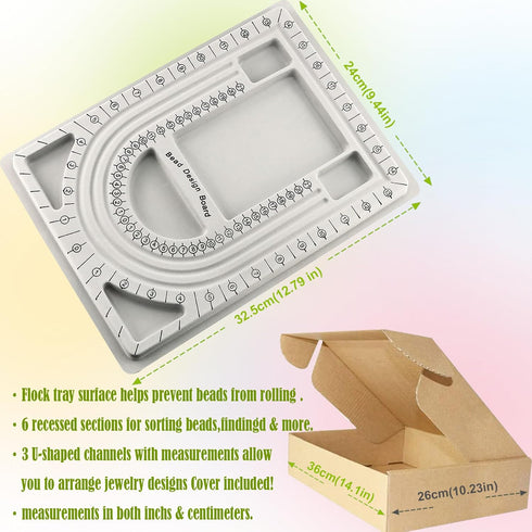 EuTengHao Bead Design Board with Beading Mat Kit, Grey Flocked, All-in-One Jewelry String Beading Needles Jewelry Organizer Tray for Creating Brac...