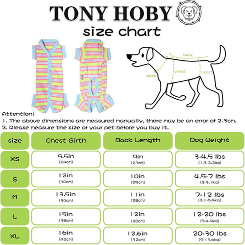 TONY HOBY Dog Pajamas, Male Dog Pajamas with Blue Stripe, Dog 4 Legged Pajamas Pet Clothes for Small Medium Size Dog (Green&Blue, Boy, XS)...