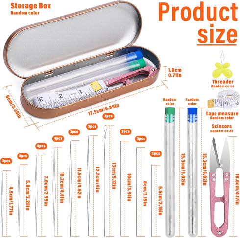 GarfxG 39 PCS Beading Needles Set - Collapsible Big Eye Beading Needles, Twisted Wire Seed Beading Needles, Straight Beading Needles and Beading T...