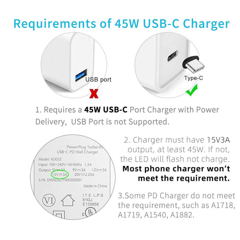 Nylon Braided Charging Cable for Microsoft Surface Pro 7/6/5/4/3Go3/2/1 Laptop 4/3/2/1, Must Work with 45W 15V 3A USB-C Charger (Black, 6ft)......