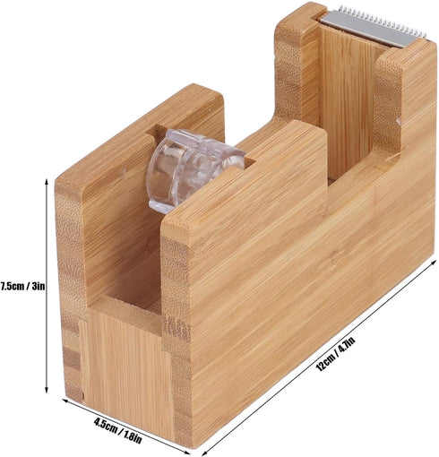 Pssopp Desktop Tape Dispenser Tape Base Mini Tape Dispenser Desktop Tape Dispenser Bamboo Wood Tape Cutter Holder Adhesive Roll Base Stationery To...