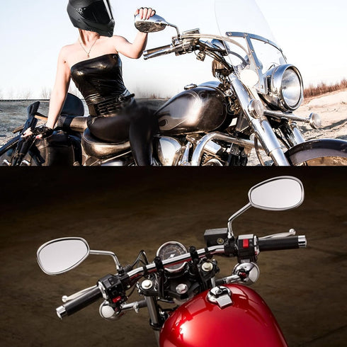 Motorcycle Mirrors Universal 8mm 10mm Chrome Rear View Side Mirror Handle Bar Bar End Motorcycle Mirrors Fit For Most Motorbikes...