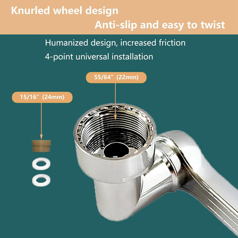 1080° Swivel Faucet Aerator,Twist and Swivel Kitchen Bathroom Sink Aerator,Universal Robotic Arm,Pressurized Water Saving Faucet Aerator & Diverte...