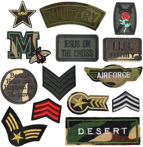24pcs Soldier Badges Random Styles Embroidered Fabric Iron On or Sew On Cartoon Sticker Patches...