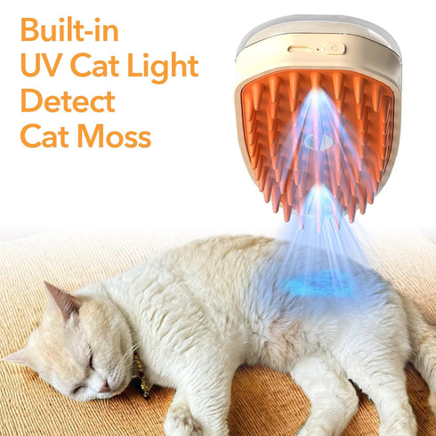 4-in-1 UV Spray Massage Grooming Brush, Bulit-in Cat Moss Lamp, Nano Spray Steam Brush for Removing Loose Fur, Water Brush for Long or Short Haire...