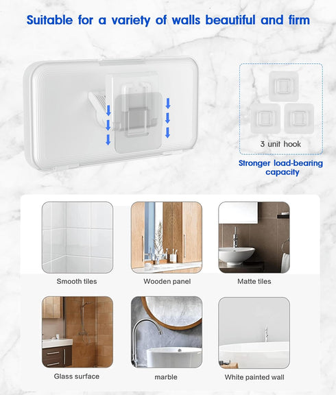 Waterproof Shower Phone Holder with 360° Rotation, Angle Adjustable, Enhanced Sound Quality, Wall Mounted Phone Holder for Bathroom Mirror Bathtub...
