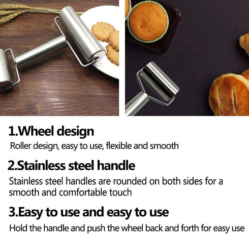 Smooth Stainless Steel Rolling Pin Pastry and Pizza Double Dough Baker Roller Metal Kitchen Utensils Ideal for Baking Dough, Pizza, Pie, Pastries,...