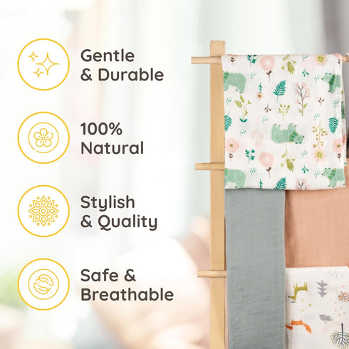 Muslin Swaddle Blankets,Newborn Essential Must Haves. pre-washed for zero shrinkage. Generously sized & soft for baby comfort. perfect for breastf...