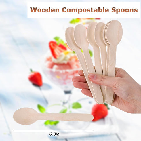 HANSGO 150PCS Wooden Spoons Bulk, Natural Wooden Spoons Small Cutlery for Party Wedding Picnic Camping...