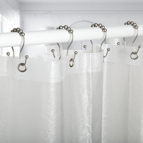 Goowin Shower Curtain Hooks, 12 Pcs Shower Curtain Rings, Stainless Steel Shower Curtain Hooks Rings Rust Proof, Smooth Sliding Anti-Drop Double S...