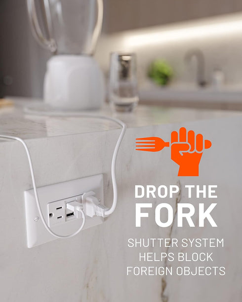 ECHOGEAR USB Outlet - 3.1 Dual USB Power Outlet with 2X AC Outlets & 2X USB-A Ports - Easy Install includes Wall Plate, Hardware & Outlet Receptac...