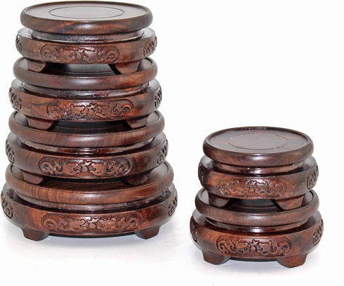 GOLDY&WENDY Round Brown Rosewood Pedestal Base Display Stand (3.8" Inside Diameter)...