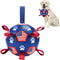 Dog Soccer Ball with Straps 4th of July Dog Toy Dog Interactive Ball Toy for Tug of War Independence Day Dog Tug Ball Toy with American Flag Patte...