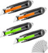 XW 4-pack Self-retracting Safety Box Cutter, Utility Knife with Quick Blade Change, Extra 10 Blades Included...