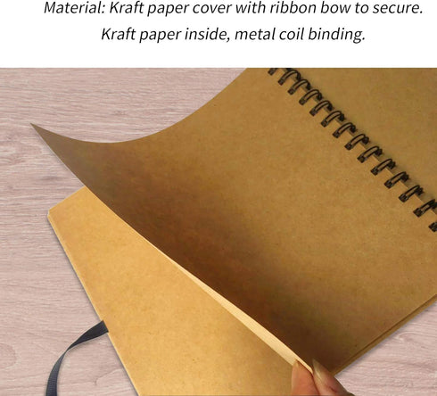 DIY Scrapbook Photo Album Kraft Paper Cover with Adhesive Pellets for Anniversary Wedding Travelling (No lettering on the cover)...