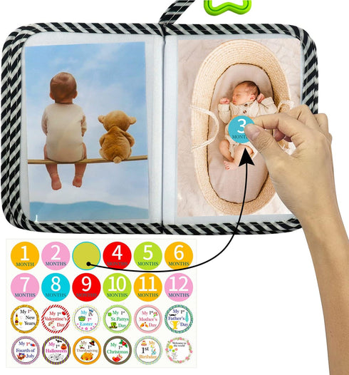 ABCKEY My Family And Friends Baby Photo Album With Sunflower Baby-safe mirror Holds 18 Photos Colourful...