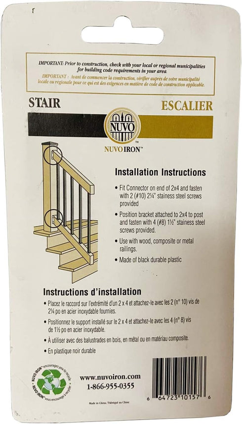 Nuvo Iron SRC Stair Rail Connector, Black...