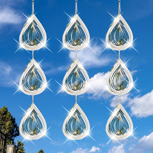 Bird Scare Discs Set, Highly Reflective Bird Reflectors Wind Spinner, Extra Sparkly Drop-Shape Wind Spinner Bird Devices to Scare Birds Away from ...