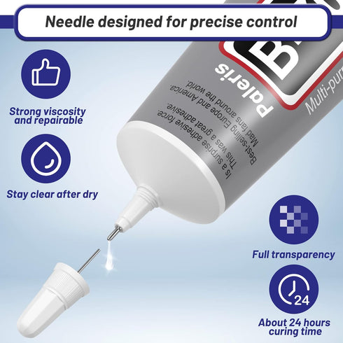 Upgrade B-7000 Crystal Rhinestone Jewelry Glue Clear, 110ml 3.7 fl oz Craft Glue Craft Adhesive Fabric Super Repair Glue with Precision Tips Multi...