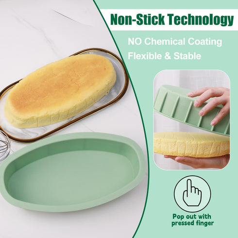 Silicone Oval Cheesecake Pan (2 Pack) - Non-Stick Silicone Cake Bread and Meat Bakeware for Oven, Pot Baking in Home, Kitchen & Bakery Use QLG0111...