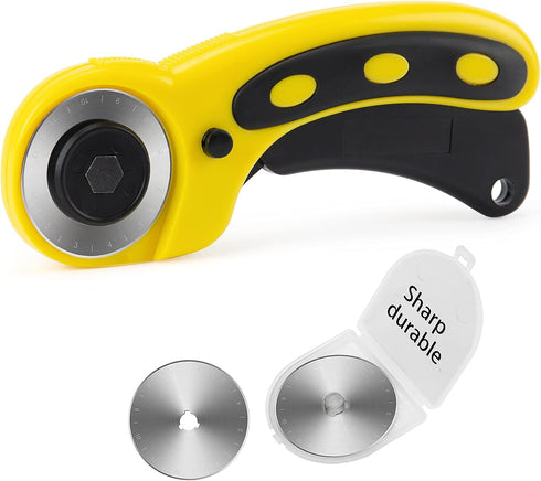 WORKLION Ergonomic Rotary Cutter Set: Safety Lock, 2 Replacement Blades for Sewing, Quilting, Scrapbooking & Arts & Crafts...
