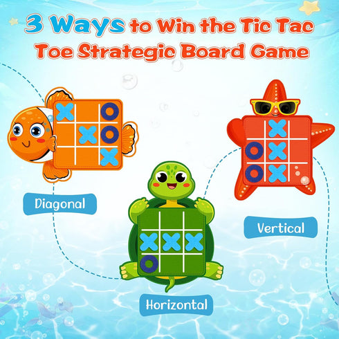 12 Pack Under The Sea Tic Tac Toe Strategic Board Game Party Favors Ocean Themed Party Games Sea Animals Turtle Fish Dolphin Birthday Favors for S...