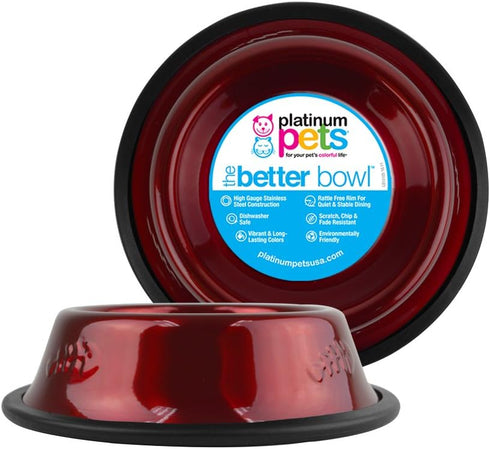 Platinum Pets Non-Tip Stainless Steel Cat Bowl, Candy Apple Red, X-Small...
