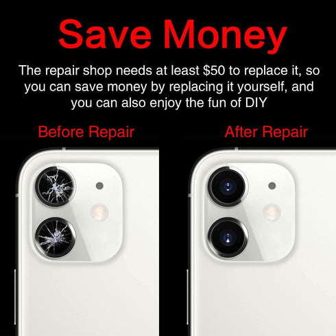 2PCS ASDAWN Back Camera Lens Glass Replacement for iPhone 11 6.1 Inches with Pre-Installed Adhesive, Rear Camera Lens Glass Replacement with Insta...