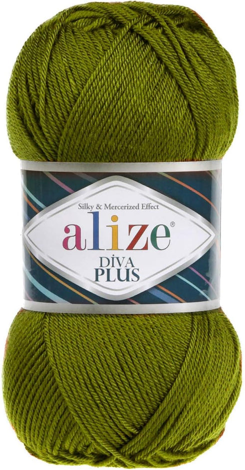 Alize Diva Plus Yarn, Silky and Mercerized Effect 100% Microfiber Acrylic, 100 Grams Crochet Yarn for Blanket, Amigurumi and All Craft, Turkish Ya...