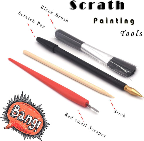 Scratch Painting Rainbow Paper by BOTEEN, Sketch DIY Art Craft City Series Night View Creative Gift, Scratchboard for Adults and Kids ,Craft Kits ...