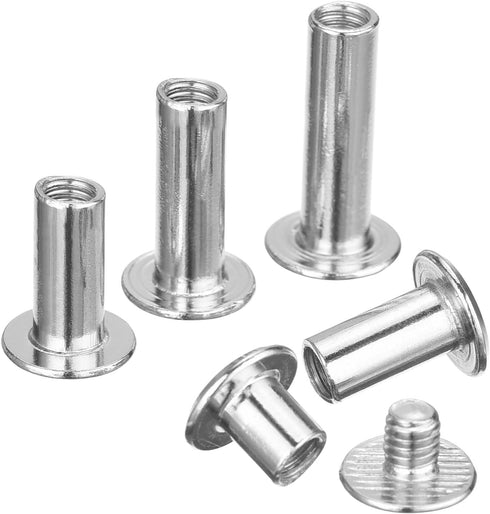 Pangda 80 Sets Chicago Screw Leather Rivets Assorted Kit Chicago Binding Screws 5 Sizes Metal Round Cross Head Stud Screw Post Nail Rivet Button f...