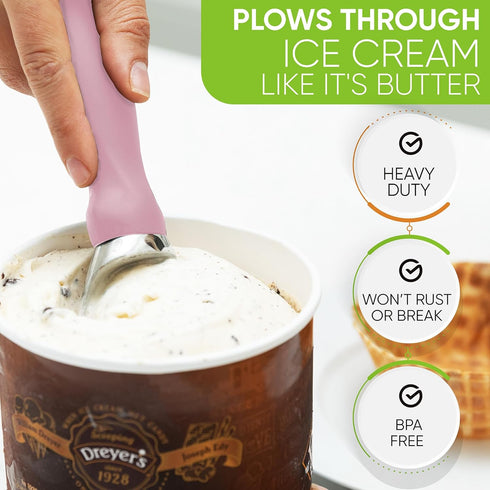 Spring Chef Ice Cream Scoop with Soft Grip Handle, Professional Heavy Duty Sturdy Scooper, Premium Kitchen Tool for Cookie Dough, Gelato, Sorbet, ...