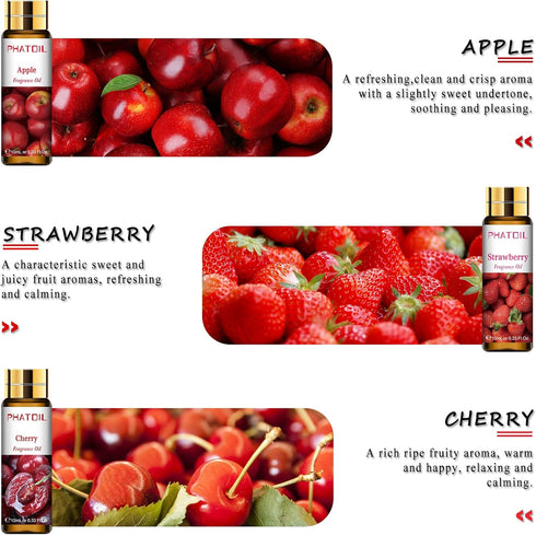 9PCS Fruity Essential Oils Gift Set, 10ml/0.33fl.oz Fragrance Oils for Soap, DIY Candle, Bath Bombs Making, Fruit Scented Oils for Diffusers for H...