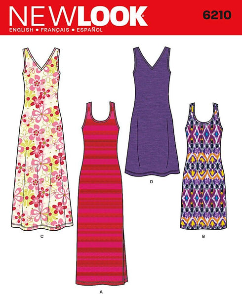 Simplicity Creative Patterns New Look 6210 Misses' Knit Dress in Two Lengths, A (10-12-14-16-18-20-22)...