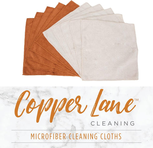 Copper Lane Lint Streak-Free Microfiber Cleaning Cloths, Tan and Copper...