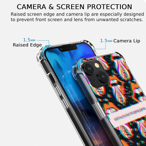 Hippie Sad Dark Aesthetic Red Lips Stars Case Compatible with iPhone 14 Plus, Trippy Psychedelic Quotes Case for iPhone 14 Plus for Teens Men and ...