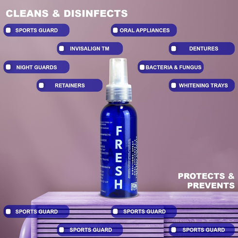 3 Pack Rad Fresh Natural Retainer Cleaner Spray With Food Grade Hydrogen Peroxide Dentist Designed Denture, Aligner, Night Guard, Sports, Sleep Ap...