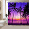 Sunset Beach Shower Curtain Tropical Palm Tree Landscape Waterproof Fabric Curtains for Bathroom Decor with 12 Hooks 72x72 Inches...