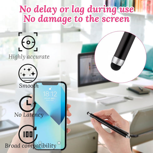 Stylus Pens for Touchscreens,6 Pack High Precision Replaceable Thin Tip Stylus Rubber Stylus Pen for Smartphone and Tablets All Universal Touchscr...