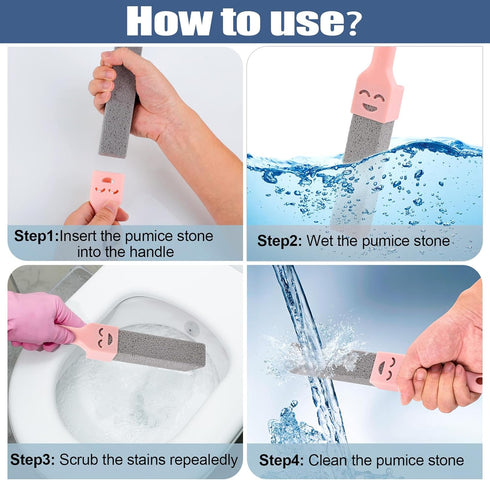 10 Packs Pumice Stone for Cleaning with 2 Universal Handle,Grey Pumice Stone Cleaner for Cleaning Toilets, Bathrooms, Kitchens, Spas, Pools, House...