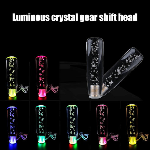 1 PC Crystal Gear Stick Shifter Knob, Transparent Bubble Gear Shifter Multicolor Gradient LED Shift Knob, Universal Cool Shift Head Car Interior A...