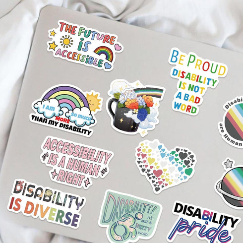 50pcs Disability Pride Stickers for Teens Journals,Disabled Is Not a Dirty Word Stickers Cool Waterproof Vinyl Decals for Adult Water Bottles Comp...