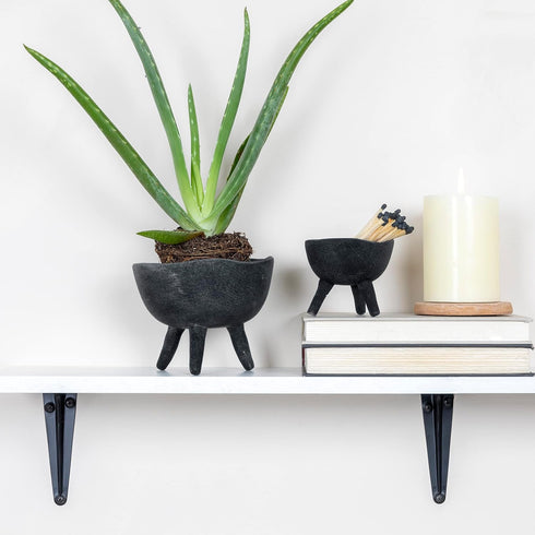 Creative Co-Op Boho Terracotta Footed Planter, Matte Black...