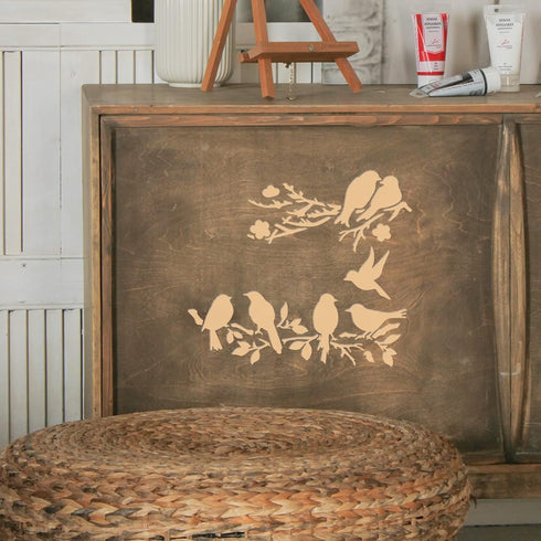 FINGERINSPIRE Love Birds Tree Branches Stencil 11.7x8.3inch Reusable Birds on Branch Pattern Stencils Mylar Animal Bird Stencil for Painting on Wa...