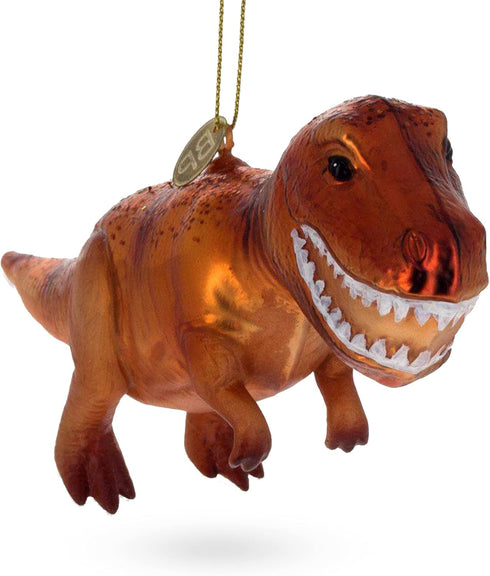 T-Rex Dinosaur Blown Glass Christmas Ornament...