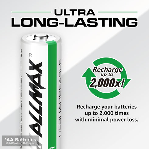 Allmax Rechargeable AA NiMH Batteries (8 Count) - Recharge up to 2,000 Times, 2000mAh, Precharged, 1.2V...