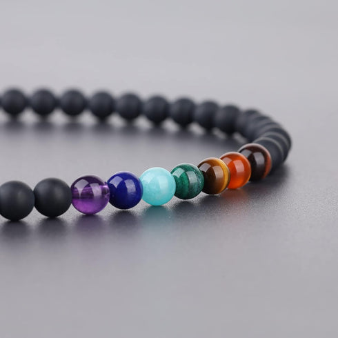 COAI 108 Japa Mala 7 Chakra Stone Wrap Bracelet Necklace...