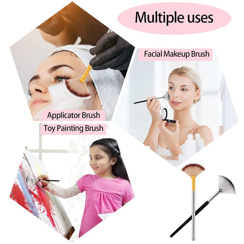 6 Pieces Fan Facial Brushes Slim Soft Face Mask Brush Applicator Face Mask Brush Esthetician Brush Cosmetic Tools with Handle for Mud Clay Mask, M...